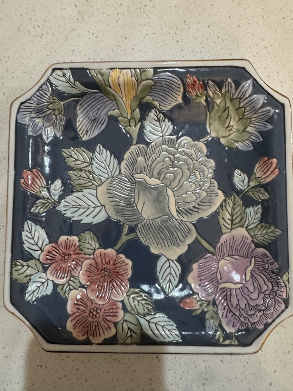 Vintage Chinosiere Square Hand Painted Decorative Andrea by Sadek Plate